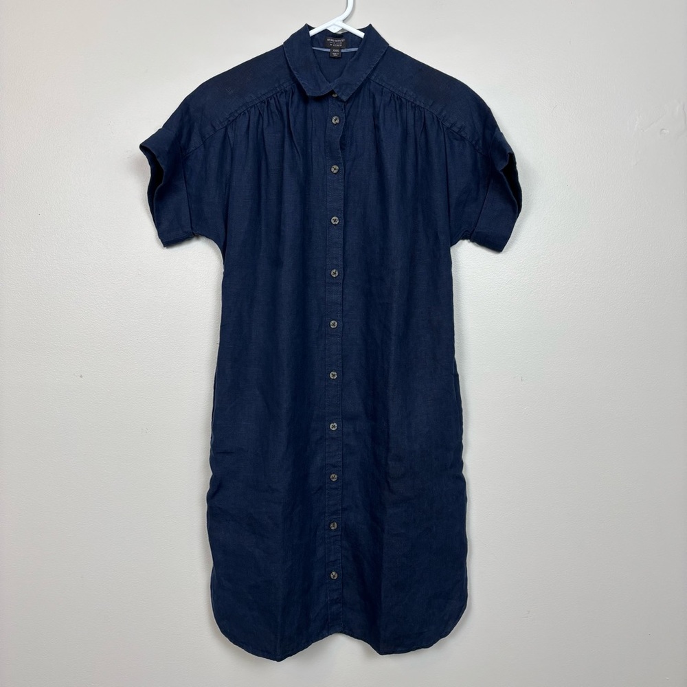Baird McNutt X J. Crew Dress XXS Irish Linen Short Sleeve‎ Shirt Dress Pockets